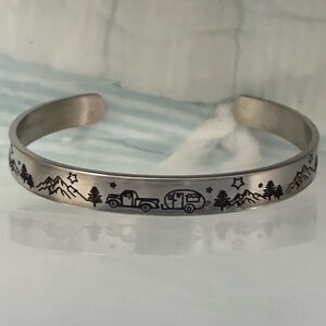 Happy Camper Wilderness Edition Cuff Bracelet - Aluminum - Brand New